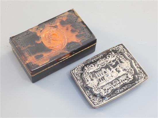 Two tortoiseshell boxes, various dates and origins, 3.5in.